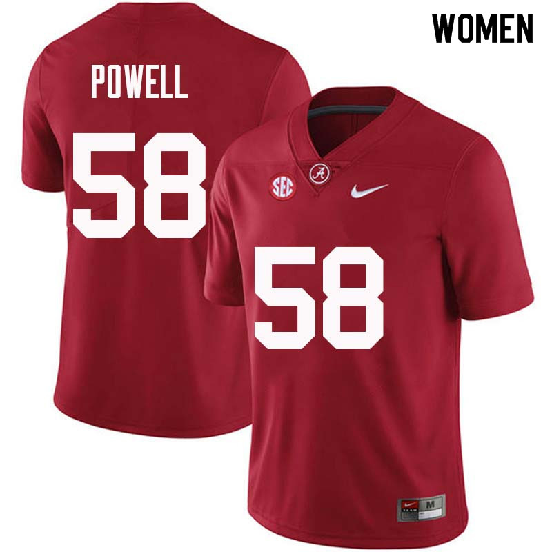 Women #58 Daniel Powell Alabama Crimson Tide College Football Jerseys Sale-Crimson